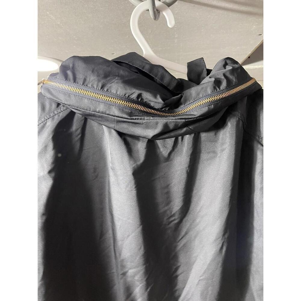 Women's Black Large Zara Outerwear Jacket Hooded gold zippers - Picture 2 of 4